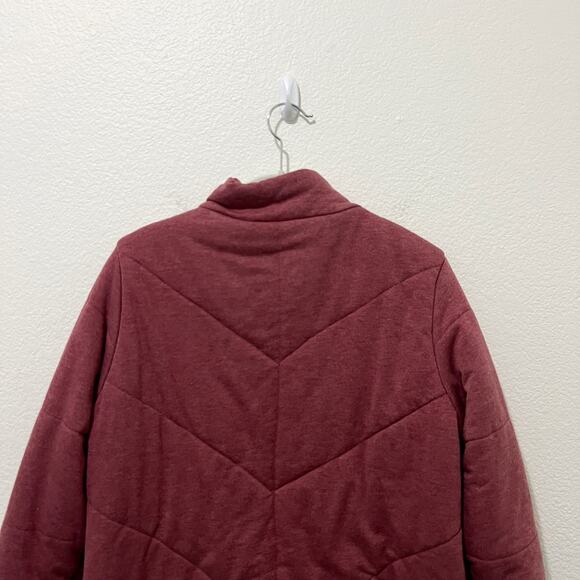 [Three Dots] Red Quilted Knit Fleece Mock Neck Full Zip Jacket Size Medium M - Picture 5 of 11